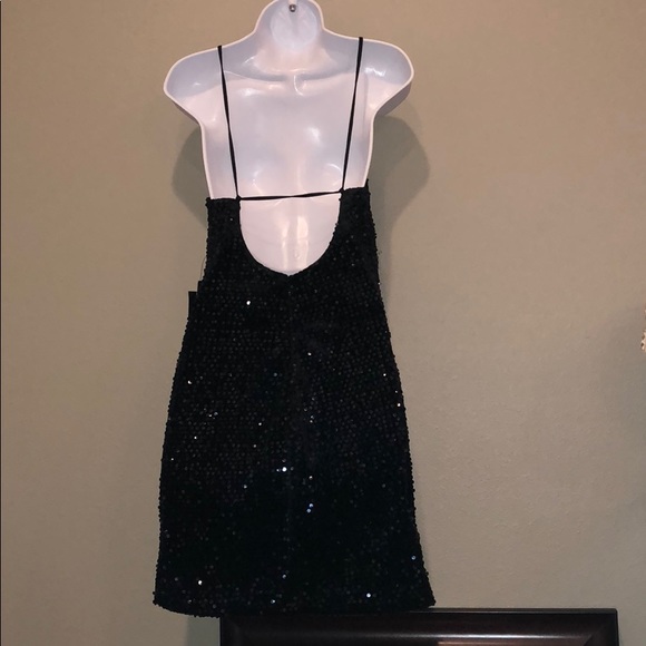 Express open back Black Velvet and Sequin Dress S - Picture 1 of 6